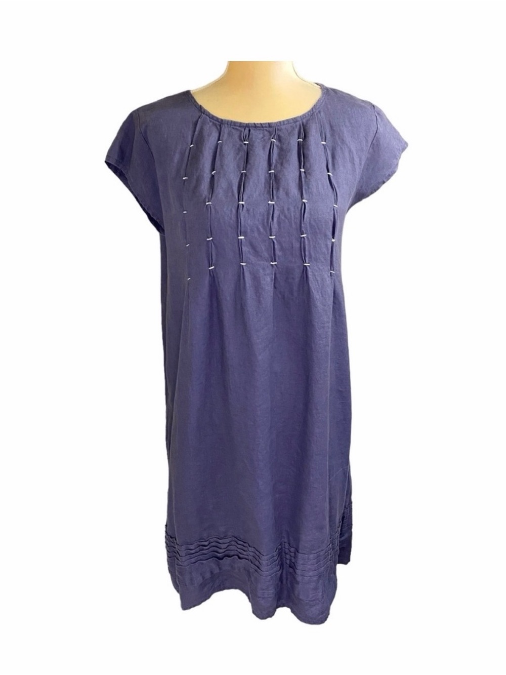 Sundance Blue linen Pintuck Shift Dress the Viv day dress